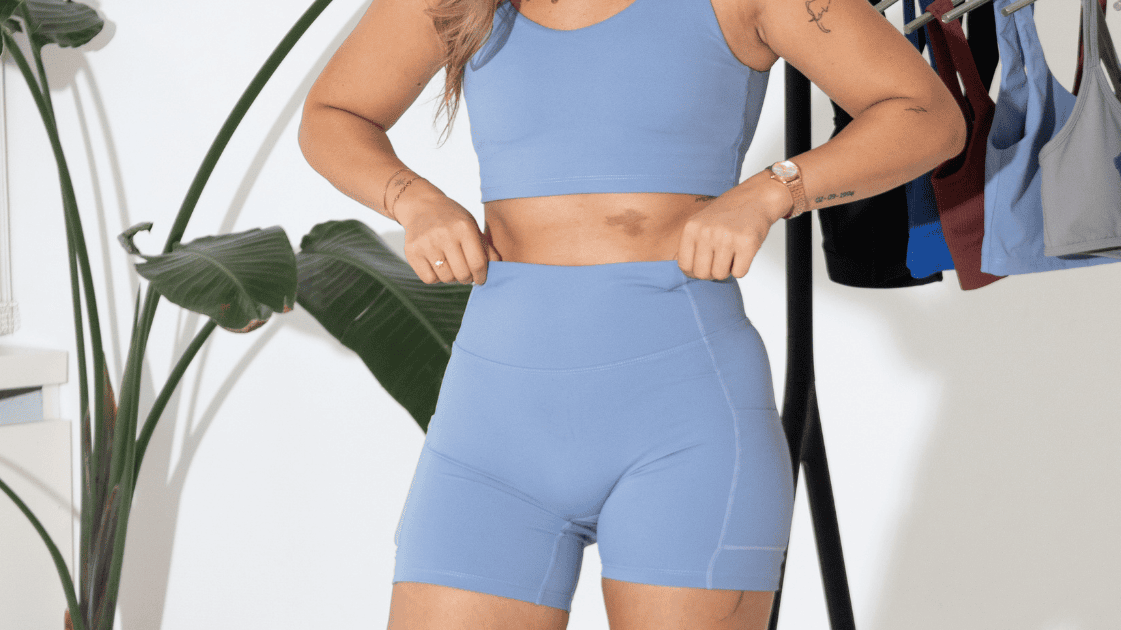 blue workout set conquer