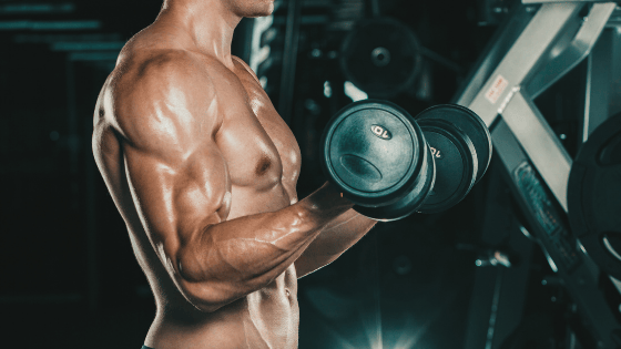 man biceps dumbbell curl