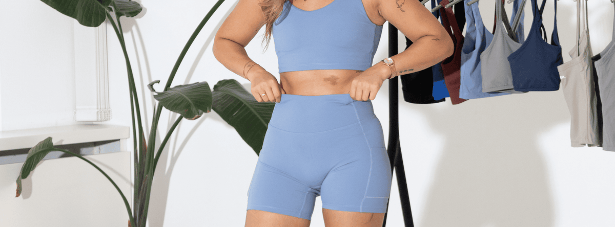 blue workout set conquer